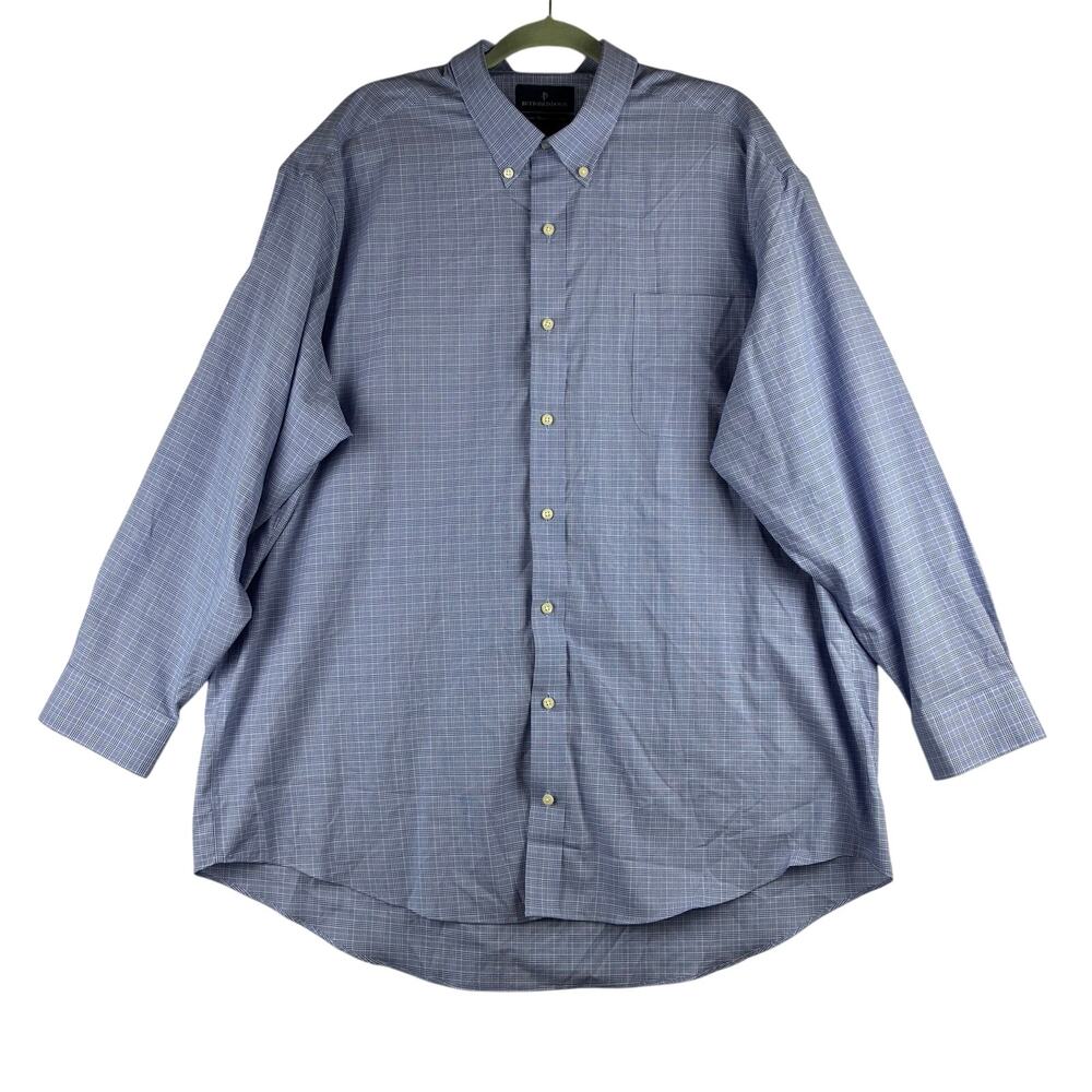 Buttoned Down Mens 19 35 Classic Blue Plaid Dress Shirt 58” Chest/3XL Big&Tall